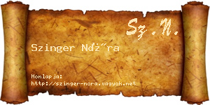 Szinger Nóra névjegykártya