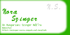 nora szinger business card